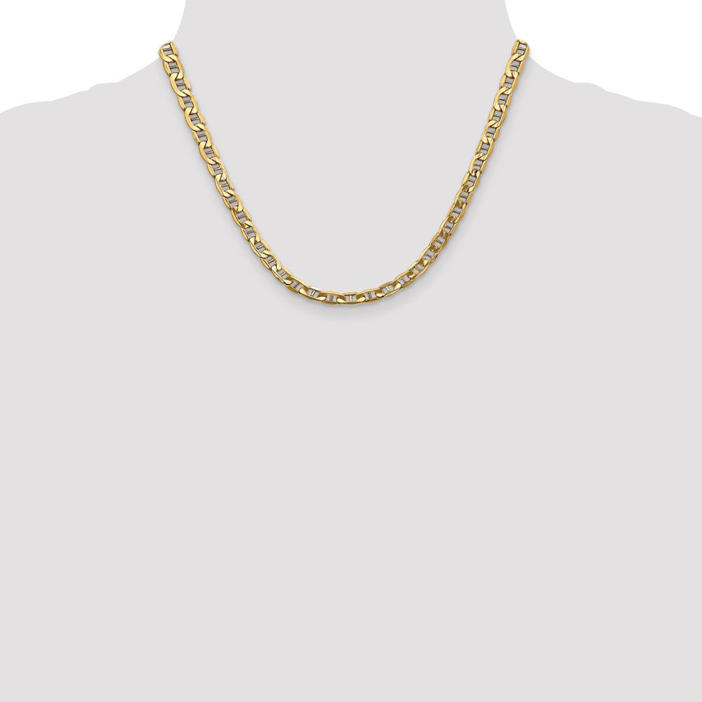 18 Inch 10K Yellow Gold 10K 5.5mm Semi-Solid Anchor Chain Necklace
