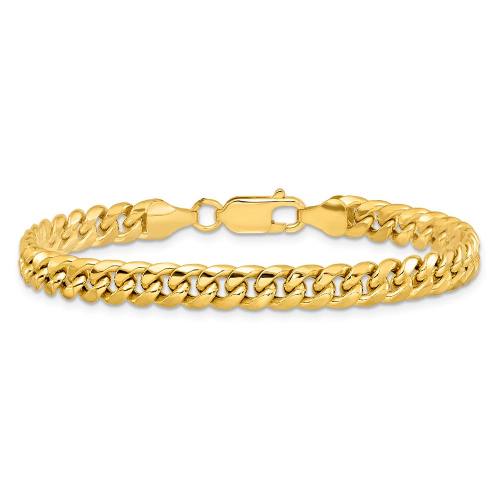 9 Inch 10K Yellow Gold 6mm Semi-Solid Miami Cuban Chain Bracelet