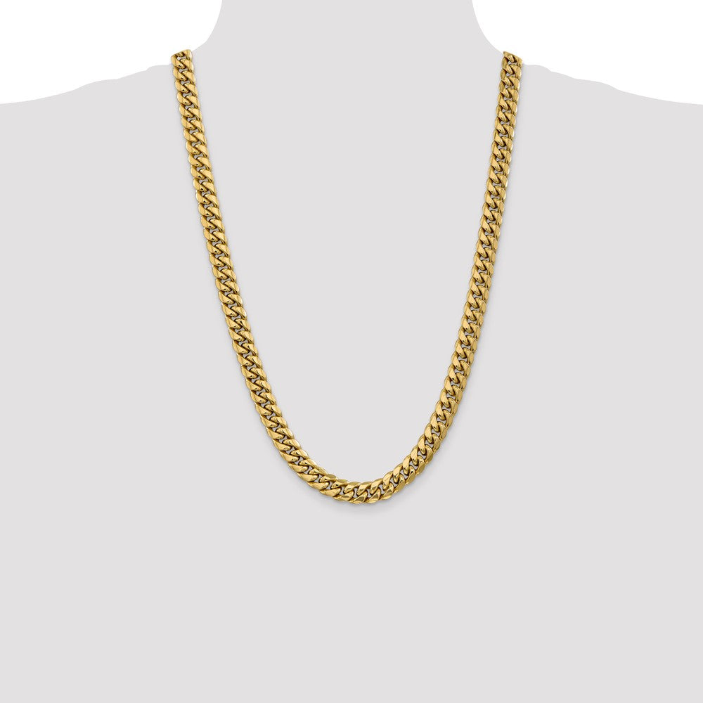 26 Inch 10k Yellow Gold 9.3mm Semi-Solid Miami Cuban Chain Necklace
