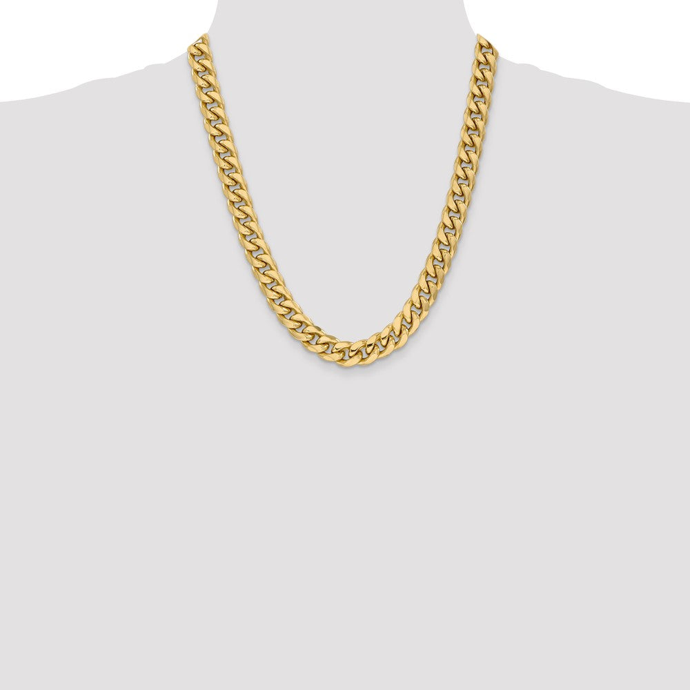22 Inch 10k Yellow Gold 11mm Semi-Solid Miami Cuban Chain Necklace