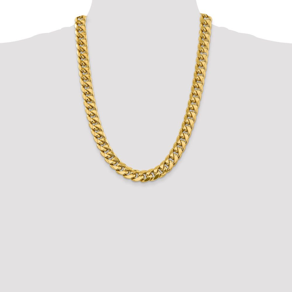24 Inch 10K Yellow Gold 10K 13.2mm Semi-Solid Miami Cuban Chain Necklace