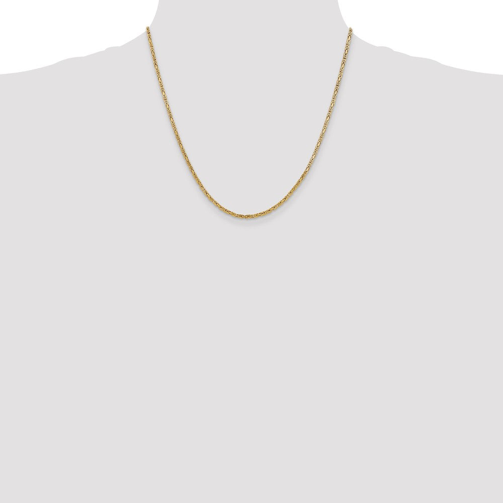 22 Inch 10K Yellow Gold 10K 2mm Byzantine Chain Necklace