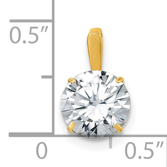 10K Yellow Gold Polished 8.00mm Round Cz Solitaire Pendant