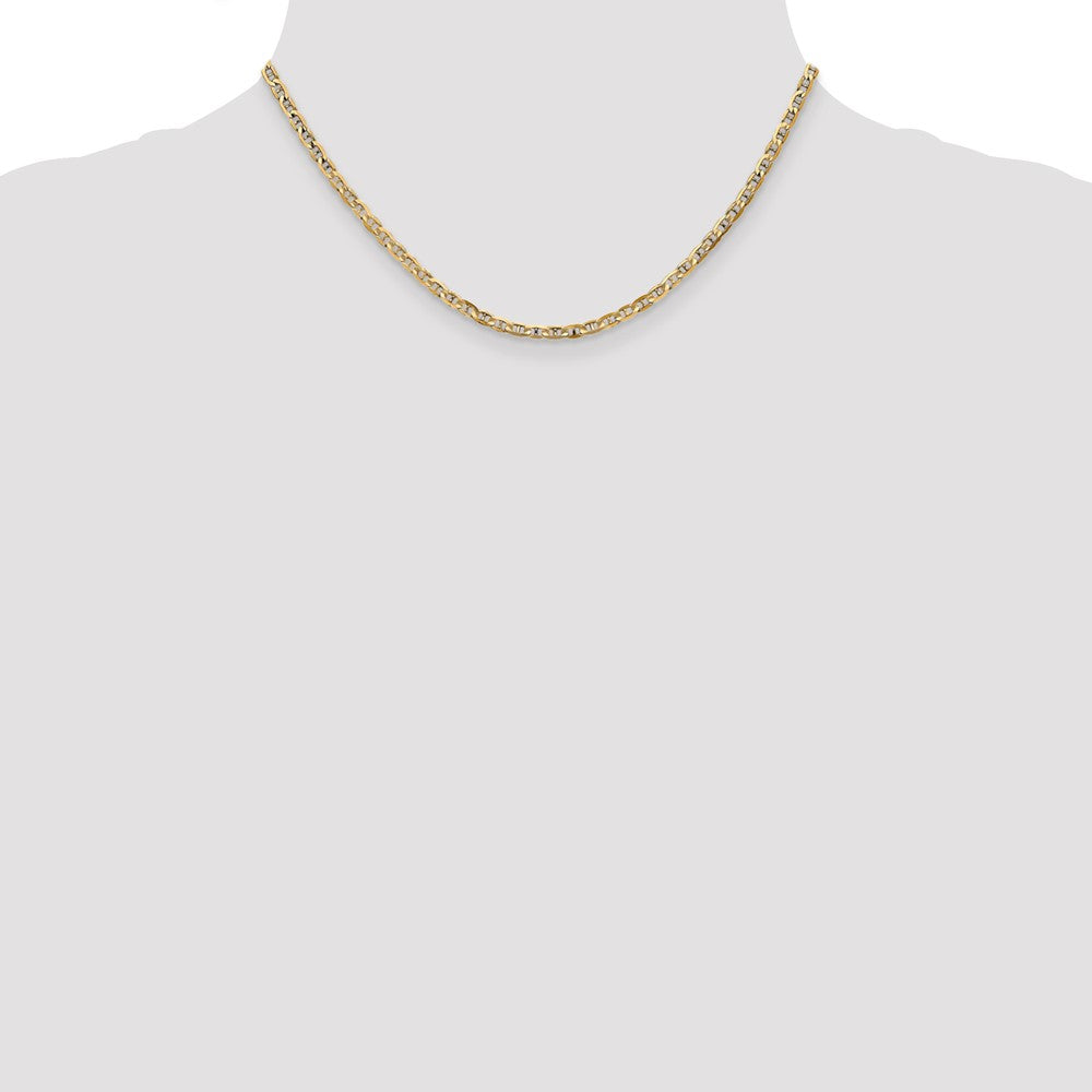 16 Inch 10K Yellow Gold 3mm Concave Anchor Chain Necklace