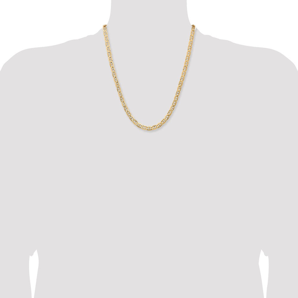 22 Inch 10K Yellow Gold 10K 6.25mm Concave Anchor Chain Necklace