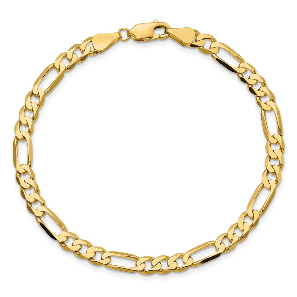 8 Inch 10K Yellow Gold 10K 5.25mm Flat Figaro Chain Bracelet