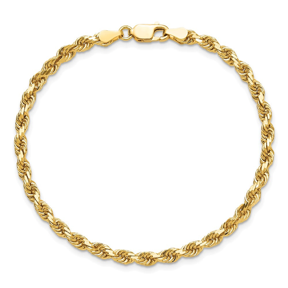 9 Inch 10K Yellow Gold 3.75mm Diamond-Cut Rope Chain Anklet
