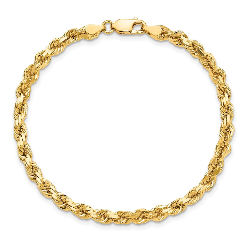 9 Inch 10K Yellow Gold 4.25mm Diamond-Cut Rope Chain Anklet
