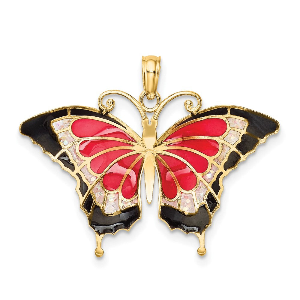 10K Yellow Gold 10K Enameled Butterfly Pendant