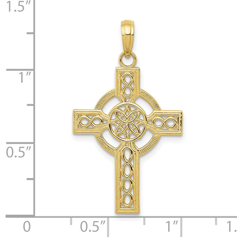 10K Yellow Gold 10K Diamond-Cut Celtic Cross Pendant