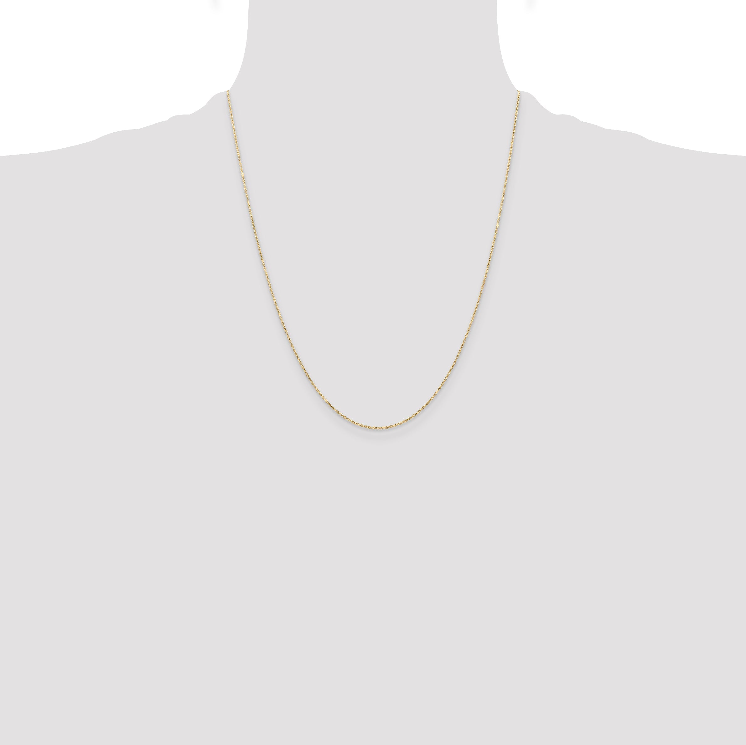 22 Inch 10K Yellow Gold .6 mm Carded Cable Rope Chain Necklace
