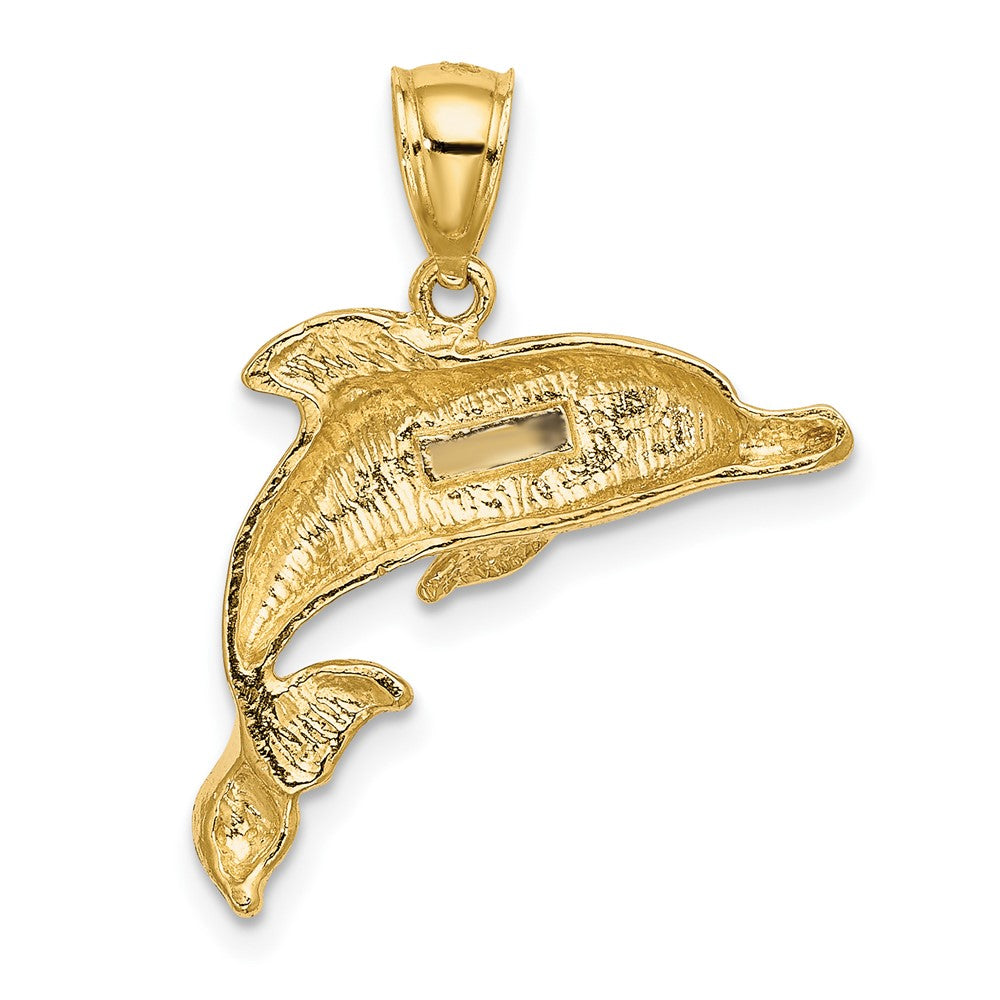 10K Yellow Gold 10K 2-D Polished And Engraved Dolphin Charm