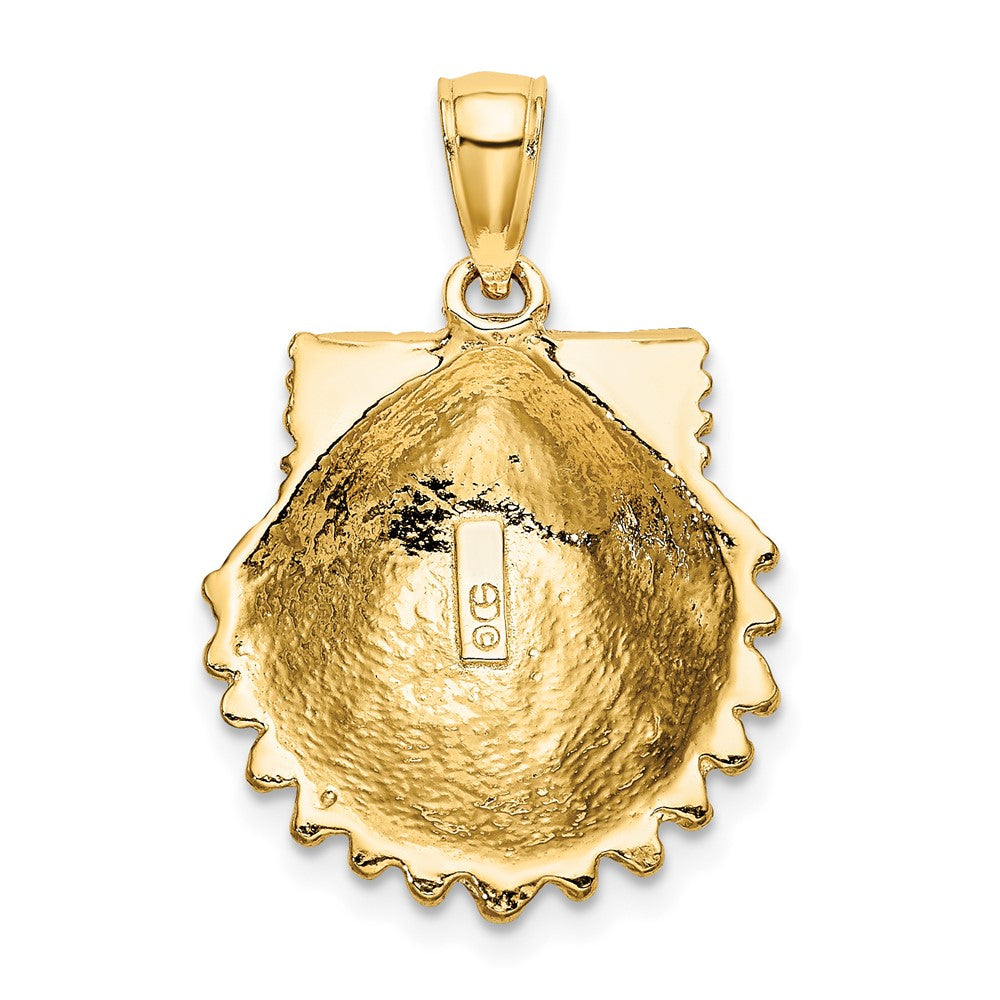 10K Yellow Gold 10K 2-D Beaded Scallop Shell Charm