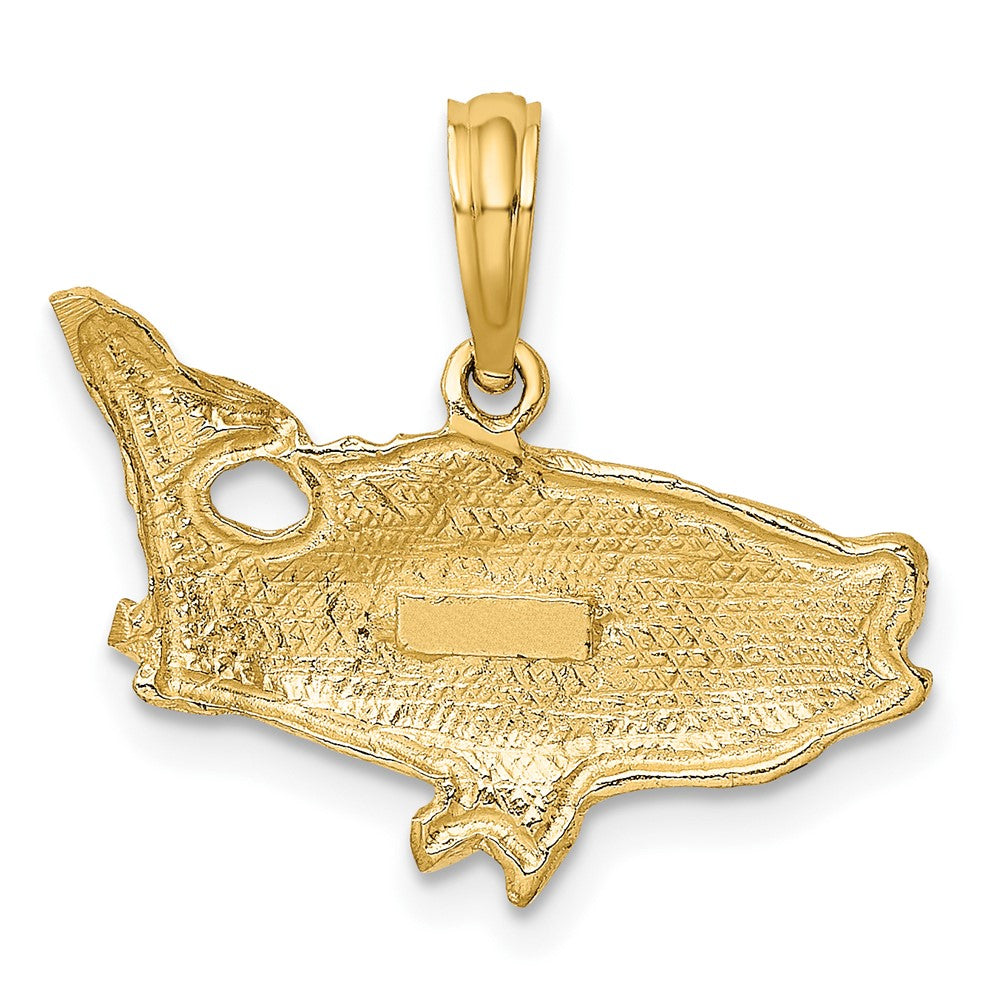 10K Yellow Gold 10K 2-D Bass Fish W/ Tail Up Charm