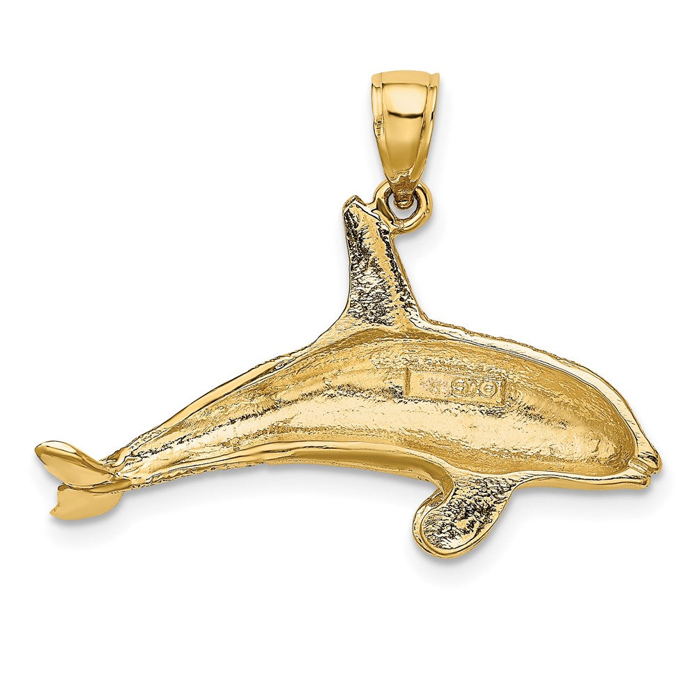 10K Yellow Gold 10K 2-D Textured Orca Whale Charm