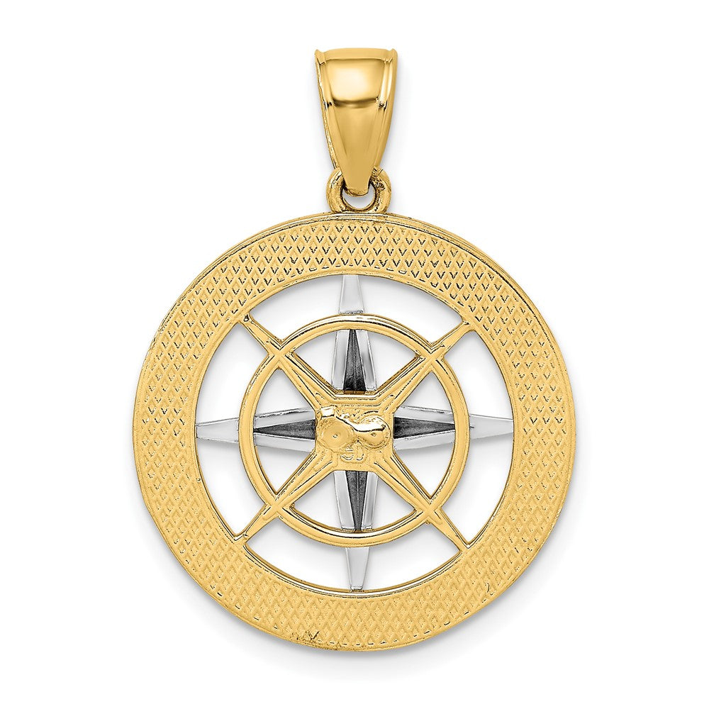 10K Yellow W/Rhodium 10K Nautical Compass White Needle Charm