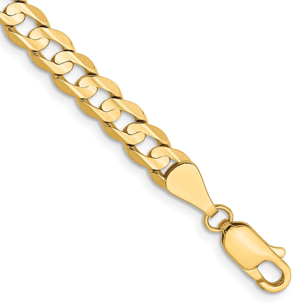 8 Inch 10K Yellow Gold 10K 5.25mm Open Concave Curb Chain Bracelet