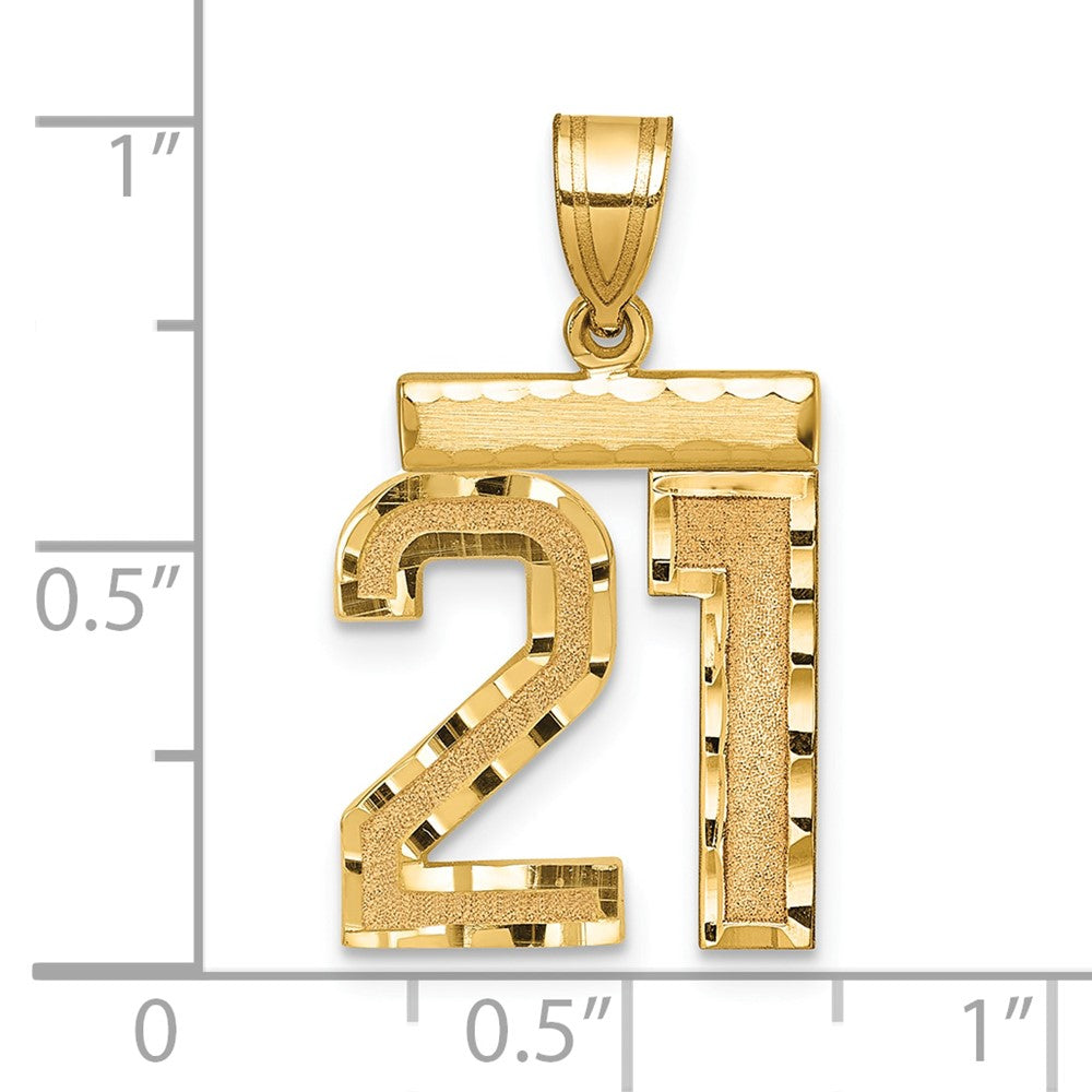 10K Yellow Gold Medium Diamond-Cut Number 21 Charm
