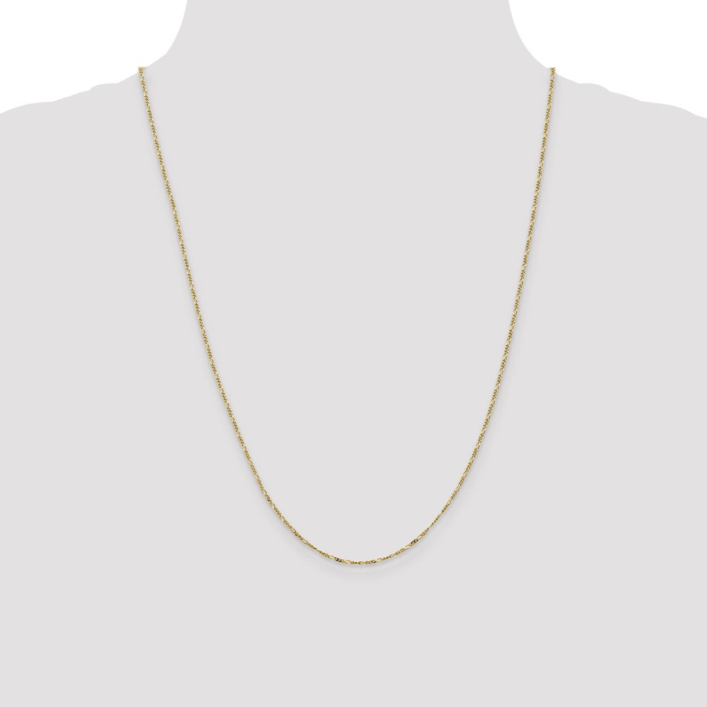 24 Inch 10K Yellow Gold 1.25mm Flat Figaro Pendant Chain Necklace