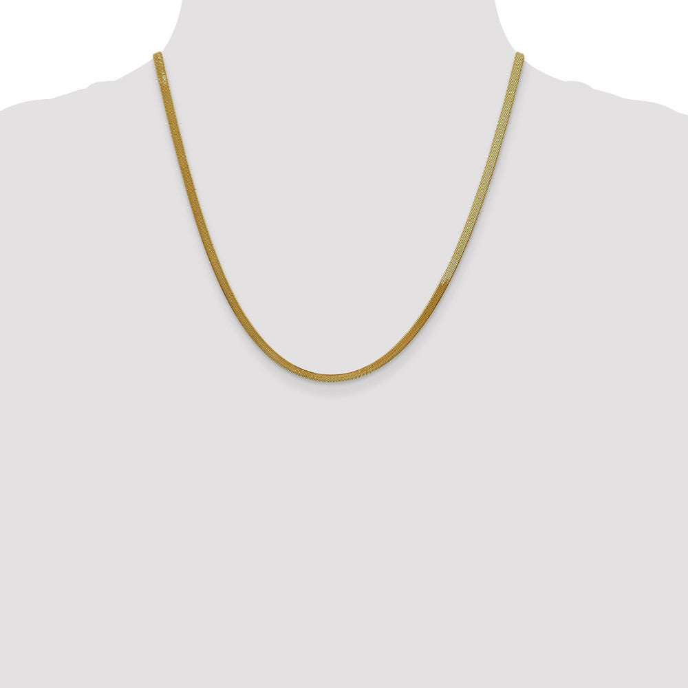 2 Inch 10K Yellow Gold 3mm Silky Herringbone Chain Necklace