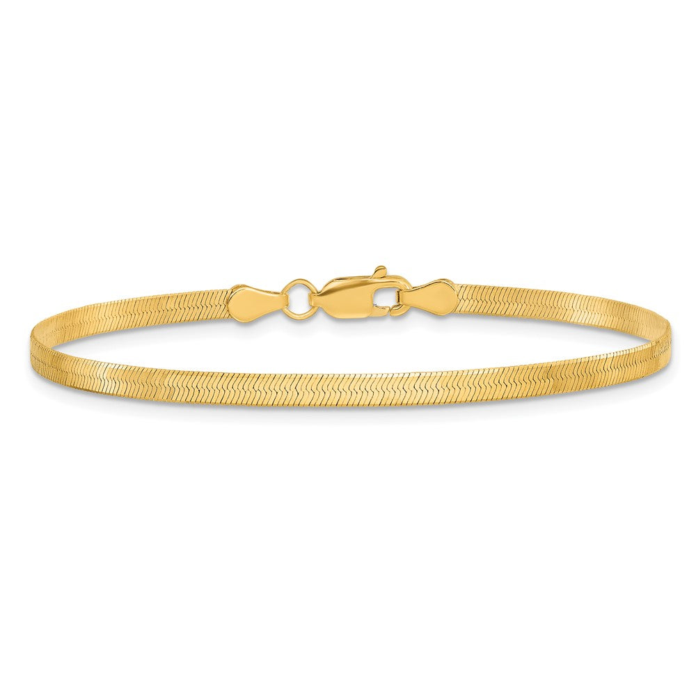 8 Inch 10K Yellow Gold 3mm Silky Herringbone Chain Bracelet