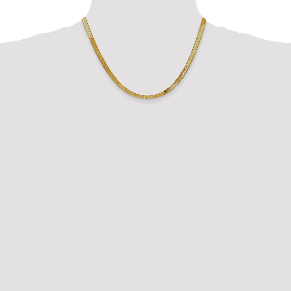 18 Inch 10K Yellow Gold 4mm Silky Herringbone Chain Necklace