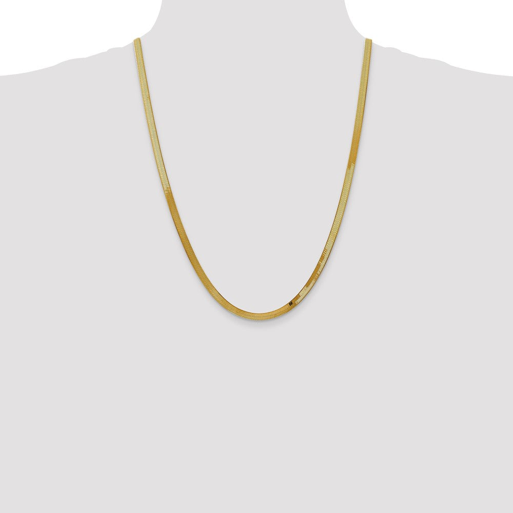 24 Inch 10K Yellow Gold 4mm Silky Herringbone Chain Necklace