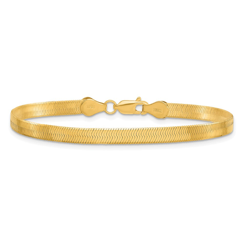 8 Inch 10K Yellow Gold 4mm Silky Herringbone Chain Bracelet