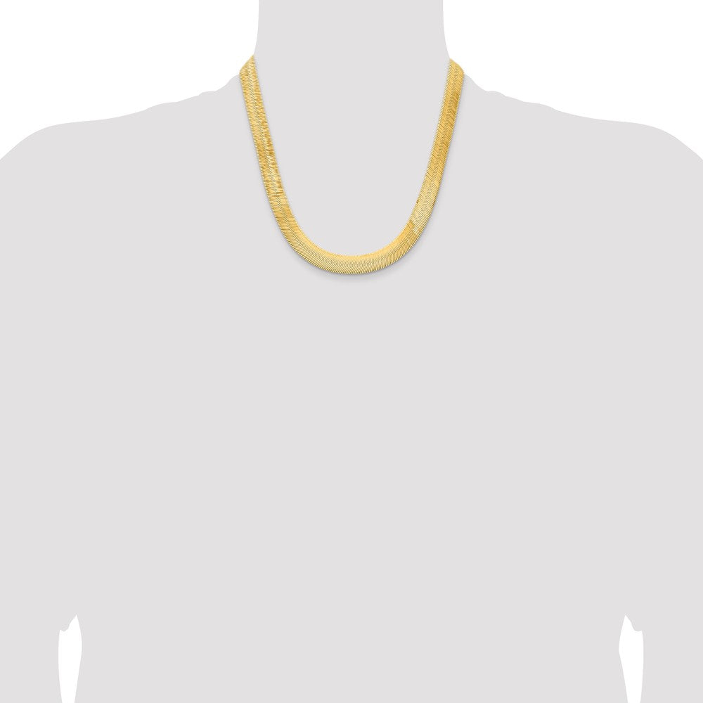 2 Inch 10K Yellow Gold 10K 10mm Silky Herringbone Chain Necklace