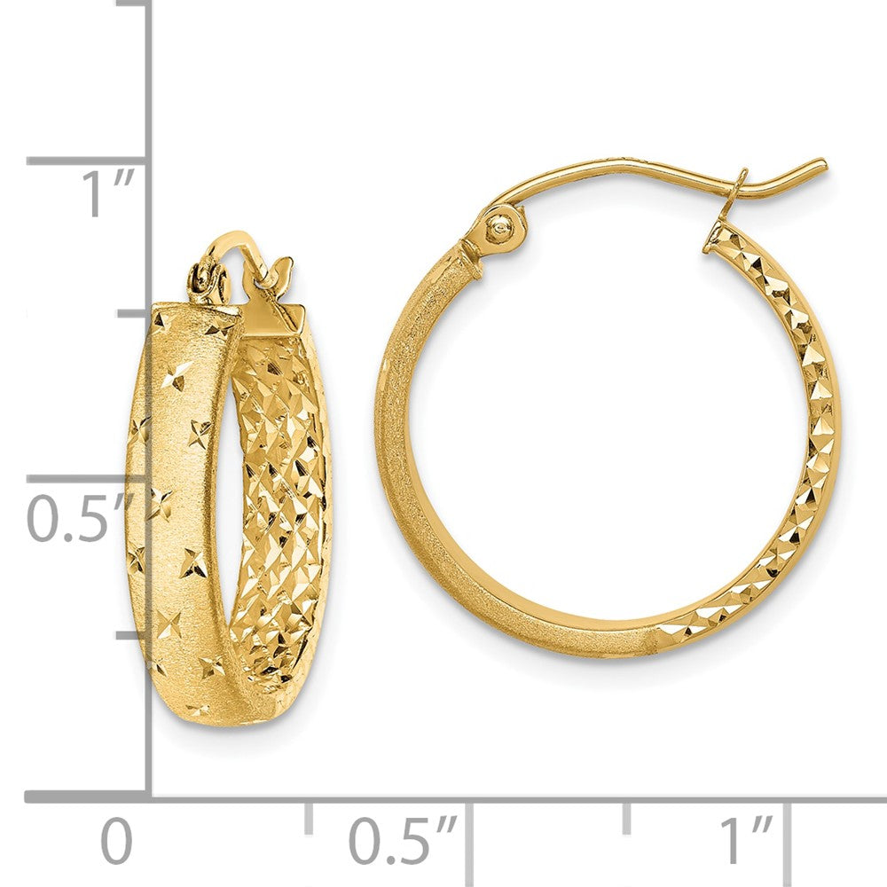 10K Yellow Gold Polished Diamond-Cut In/Out Hoop Earrings