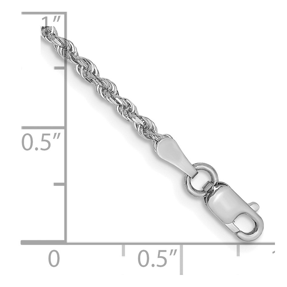 8 Inch 10K White Gold 2mm D/C Quadruple Rope Chain Bracelet