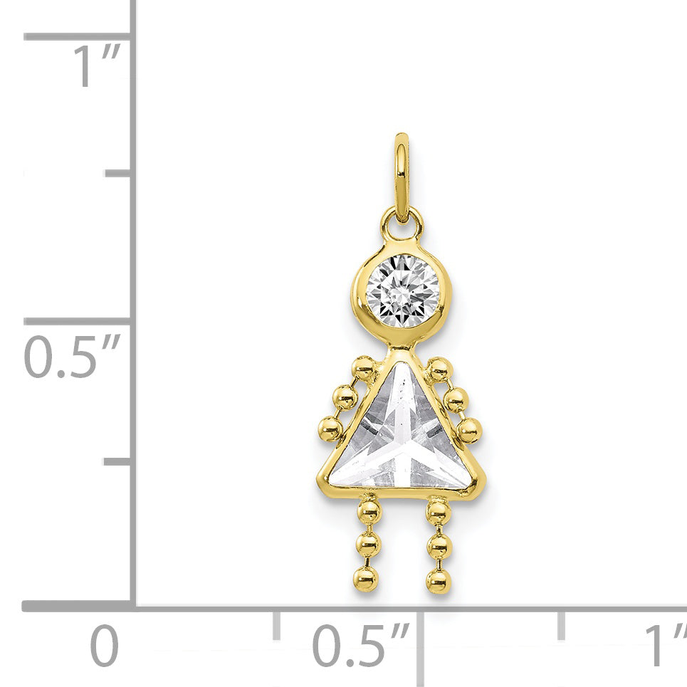 10K Yellow Gold April Girl Birthstone Charm
