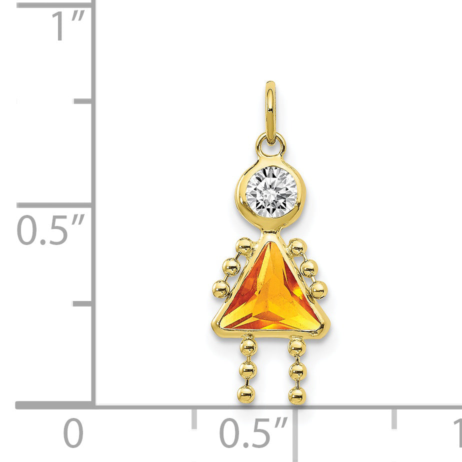 10K Yellow Gold November Girl Birthstone Charm
