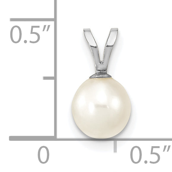 10K White Gold 6-7mm Round Freshwater Cultured Pearl Pendant