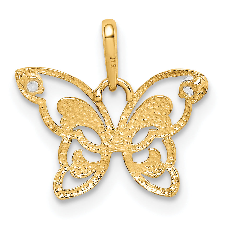 10K Yellow Gold 10K Polished Cz Butterfly Pendant