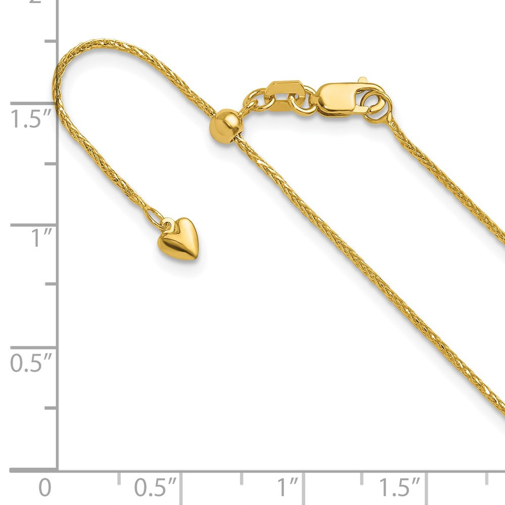 3 Inch 14K Yellow Gold Adjustable .95mm D/C Wheat Chain Necklace