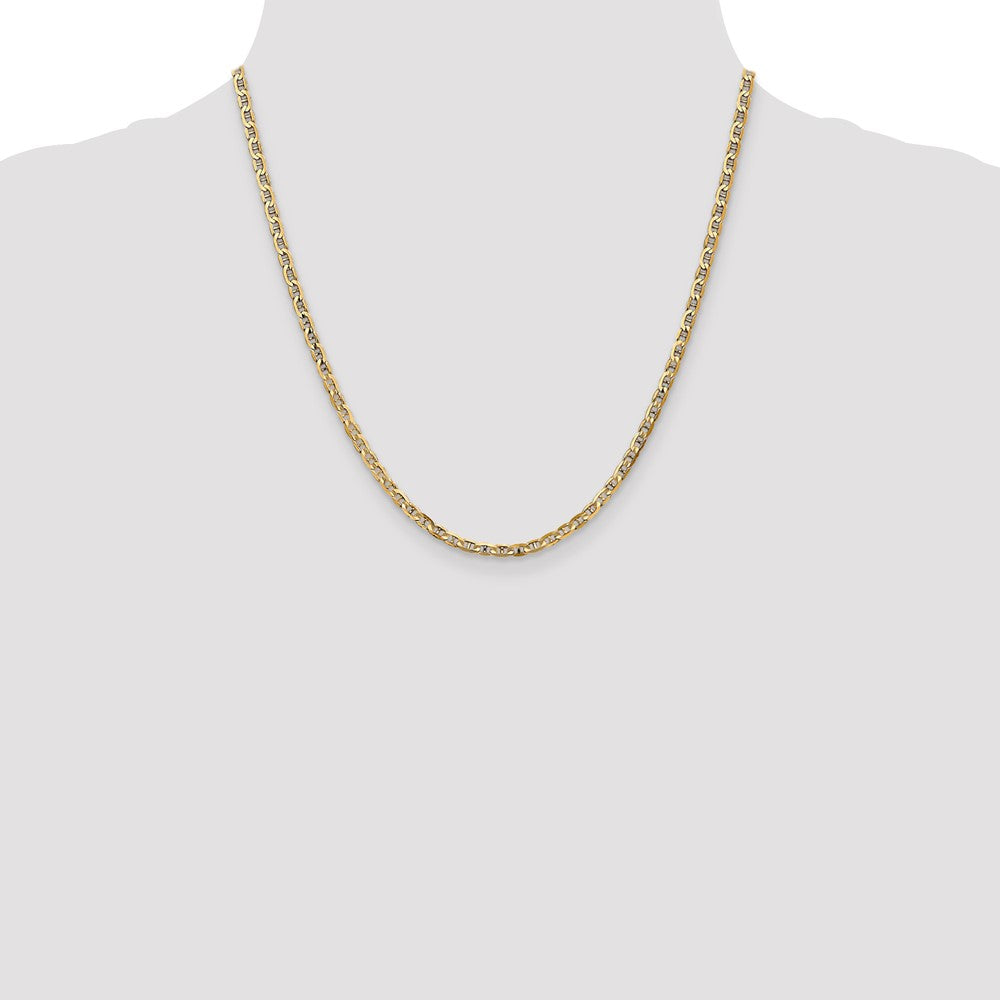 20 Inch 14K 3mm Concave Anchor Chain Necklace