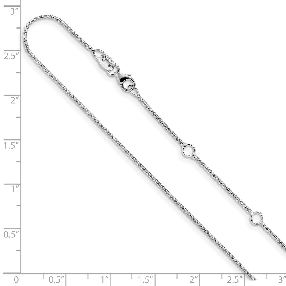 2 Inch 14K White Gold 1mm D/C Open Franco 1In+1In Adjustable Chain Necklace