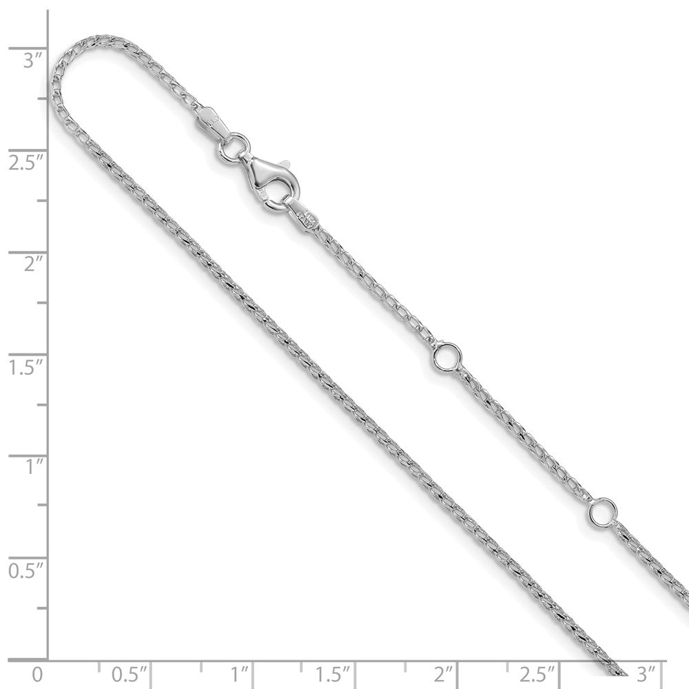 18 Inch 14K White Gold 1.4mm D/C Open Franco 1In+1In Adjustable Chain Necklace