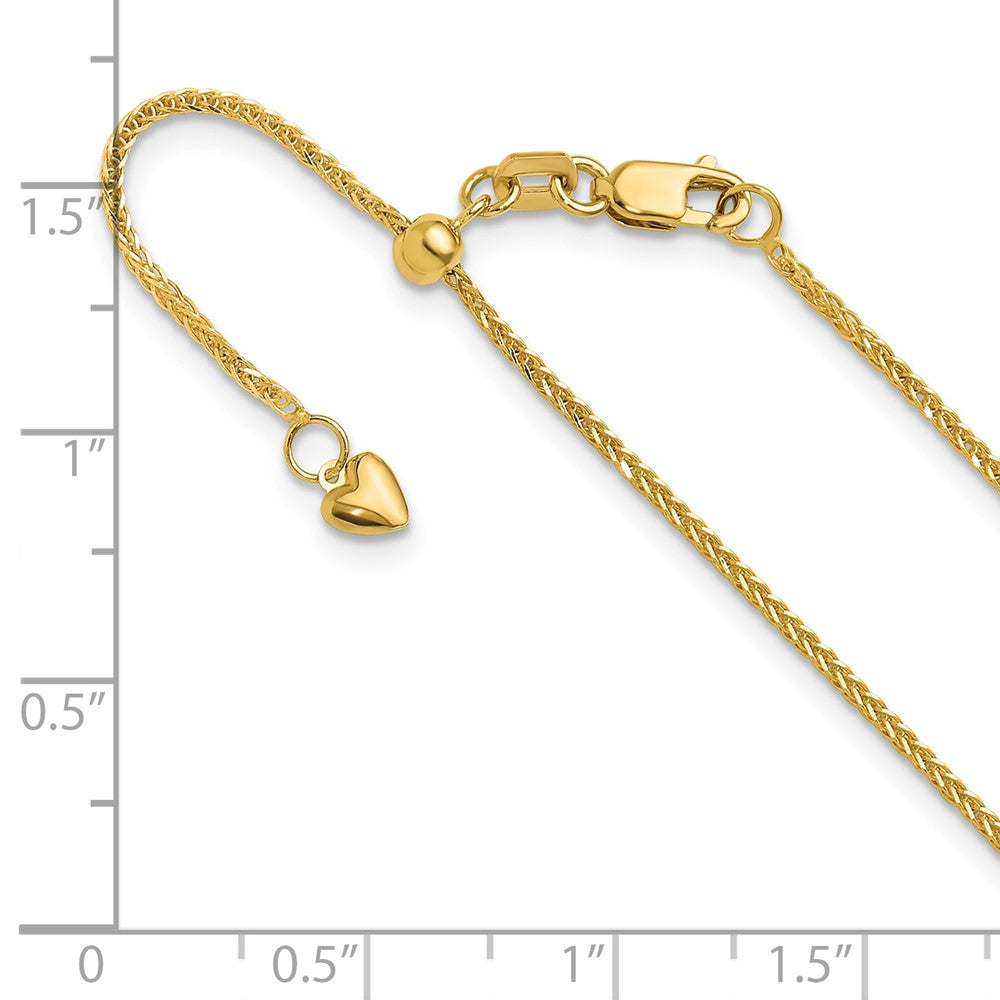 22 Inch 14K Yellow Gold Adjustable 1mm Quadra Wheat Chain Necklace