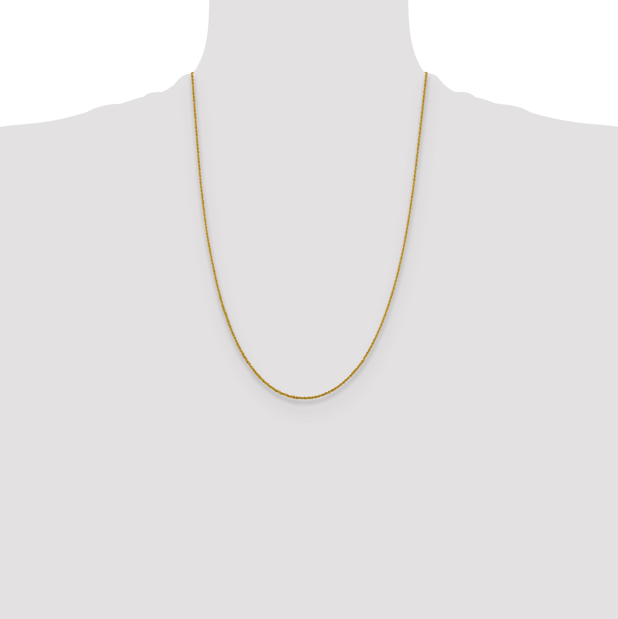 24 Inch 14K Yellow Gold 1.3mm Sparkle Singapore Chain Necklace