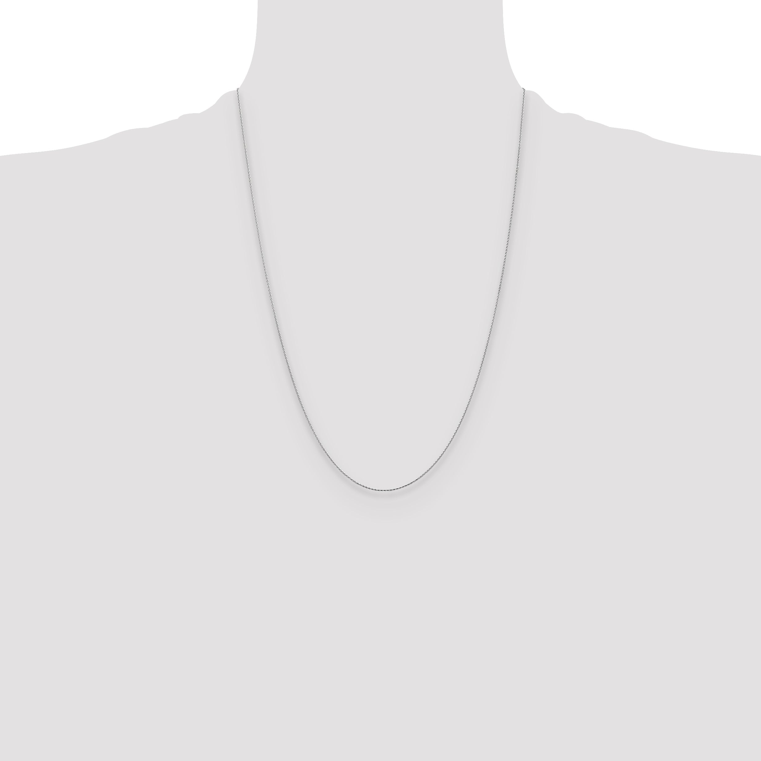 24 Inch 14K White Gold .8mm D/C Wheat Chain Necklace
