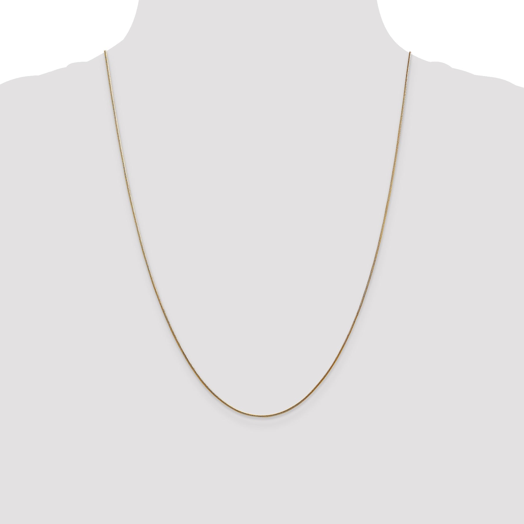 24 Inch 14K Yellow Gold .8mm Round Snake Chain Necklace