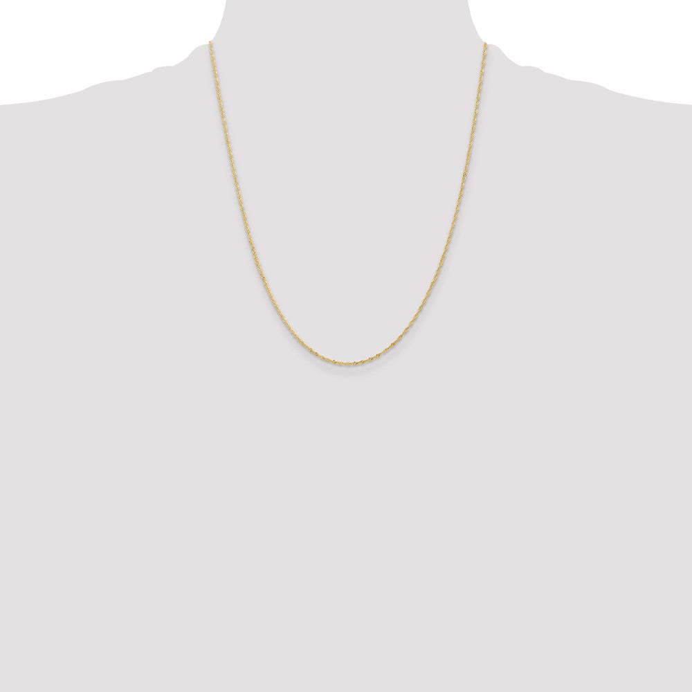 22 Inch 10K Yellow Gold 1 mm Singapore Chain Necklace