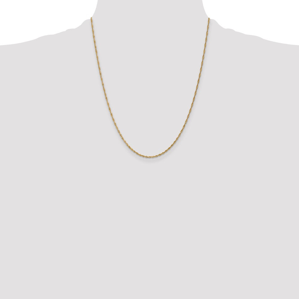 22 Inch 10K Yellow Gold 1.3 mm Singapore Chain Necklace