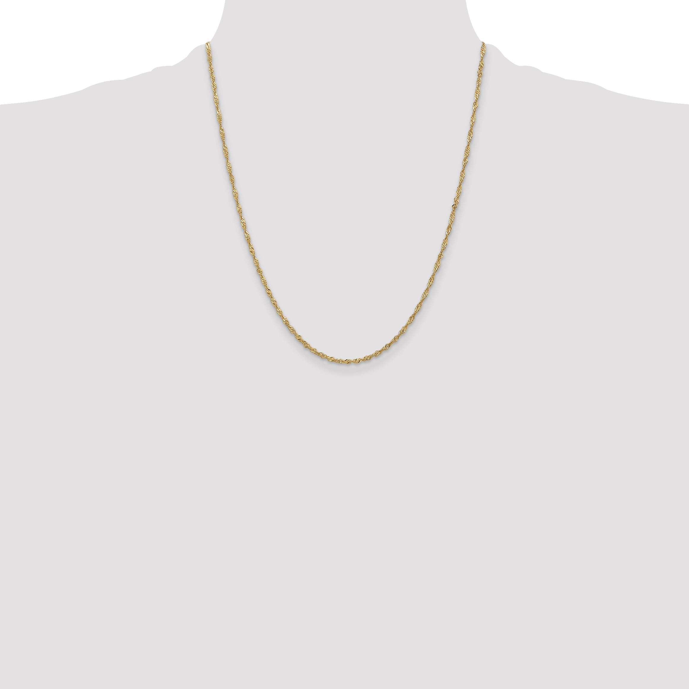 22 Inch 10K Yellow Gold 1.7 mm Singapore Chain Necklace