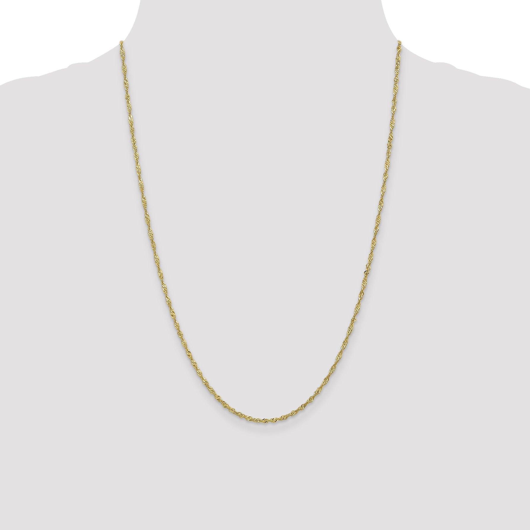 24 Inch 10K 1.7 mm Singapore Chain Necklace