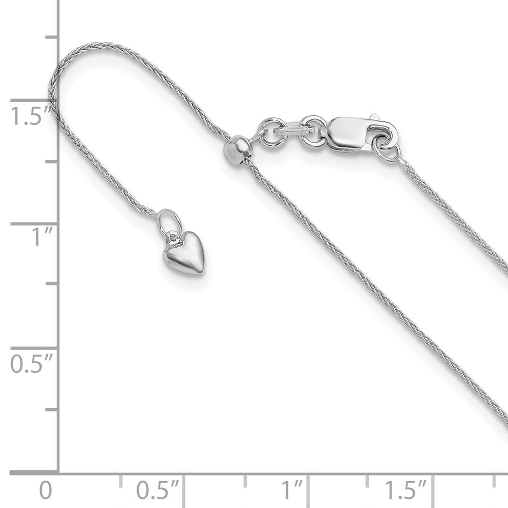 22 Inch 10K White Gold Adjustable .8mm Wheat Chain Necklace