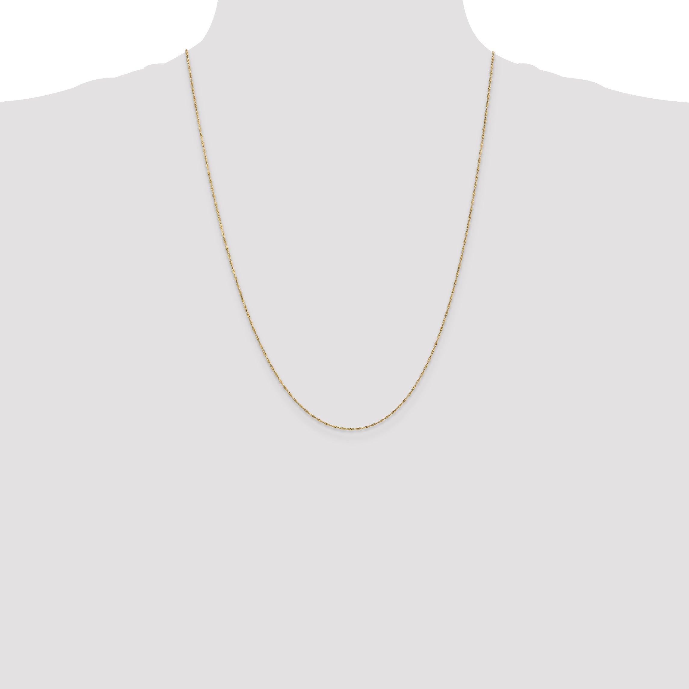 24 Inch 10K Yellow Gold 1mm Singapore Chain Necklace