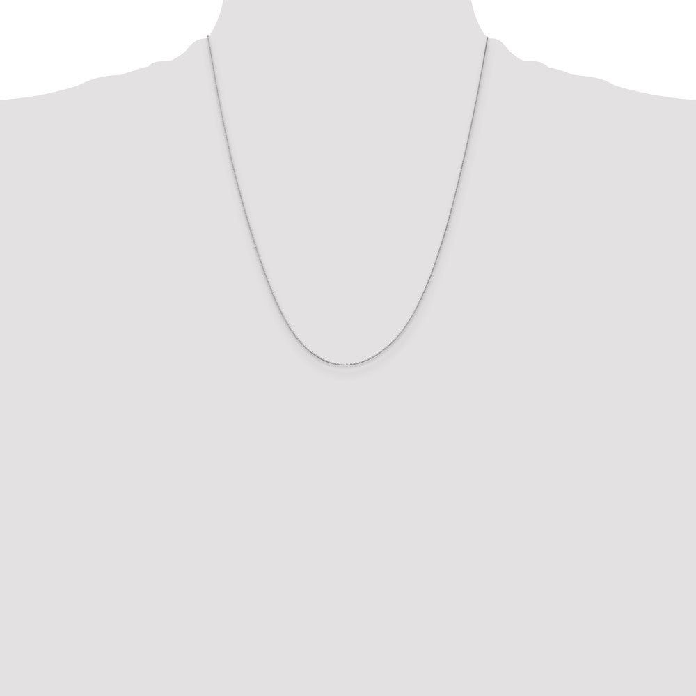 22 Inch 10K White Gold .5mm Baby Box Chain Necklace